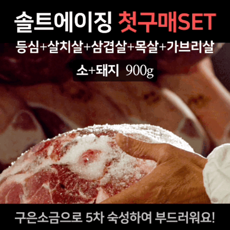 [첫구매세트] 솔트에이징 소+돼지 900g